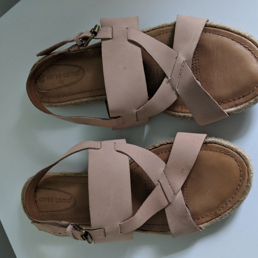Corso Como Strappy Leather Flat Sandals